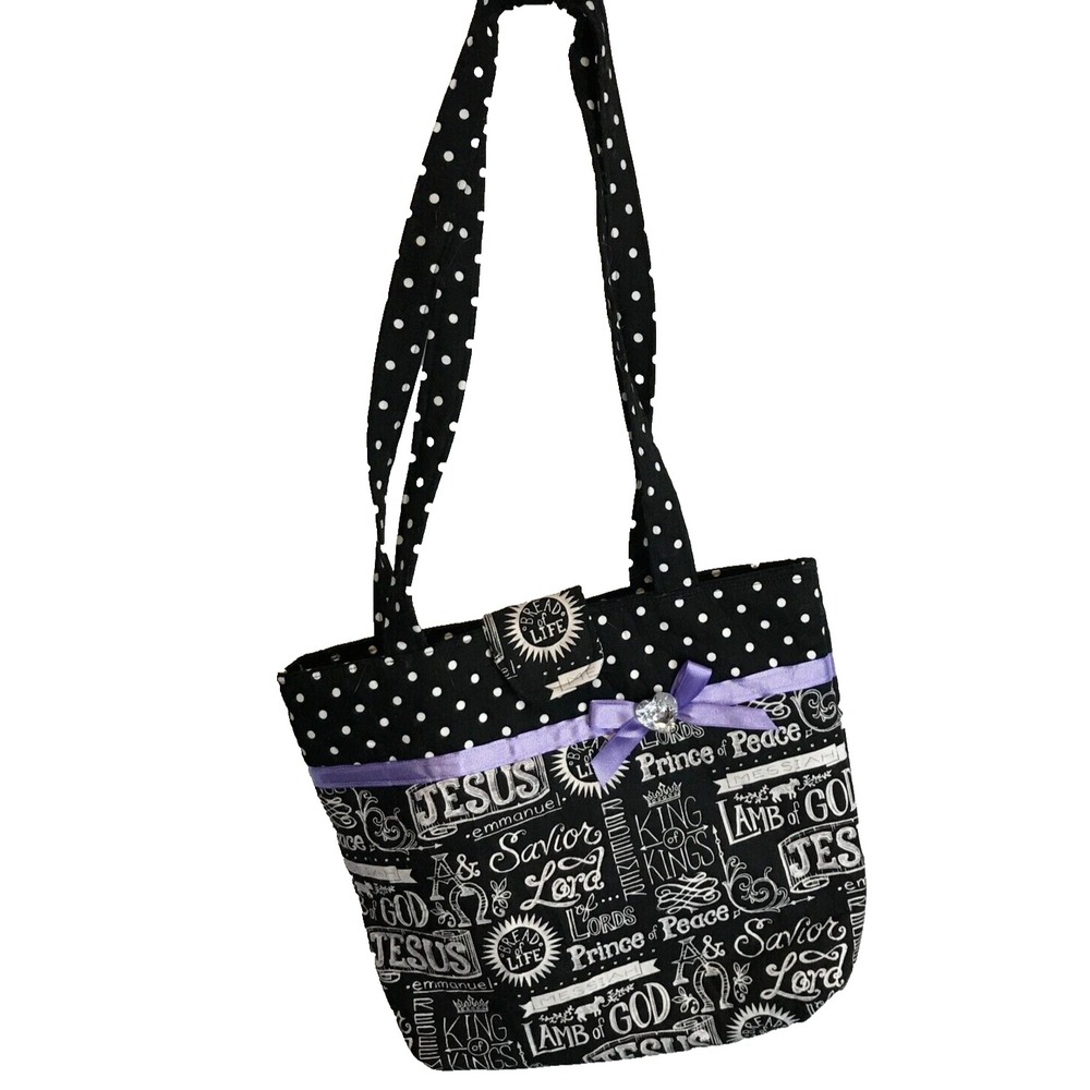 Jesus Lamb Of God Messiah Prince Of Peace‎ Snap Closure 12in Black/White Purse